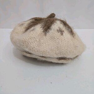 Vintage Hilda Ltd Beret Hat Womens One Size Ivory 100% Wool Nordic Icelandic